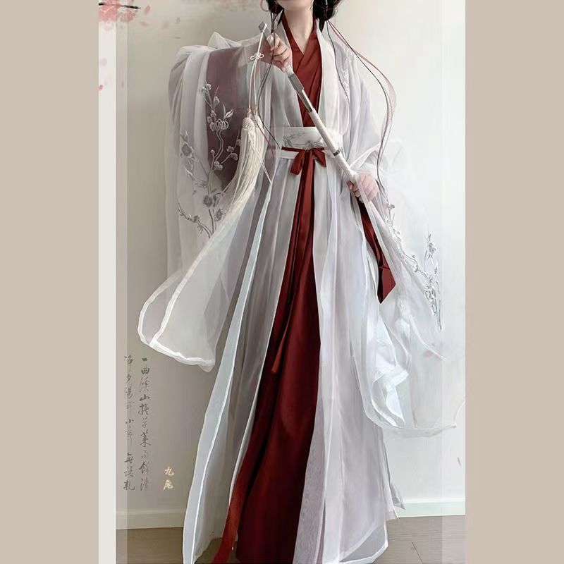 原创【梨花亭】魏晋制刺绣汉服女大袖仙气直裾双层超仙清冷风日常