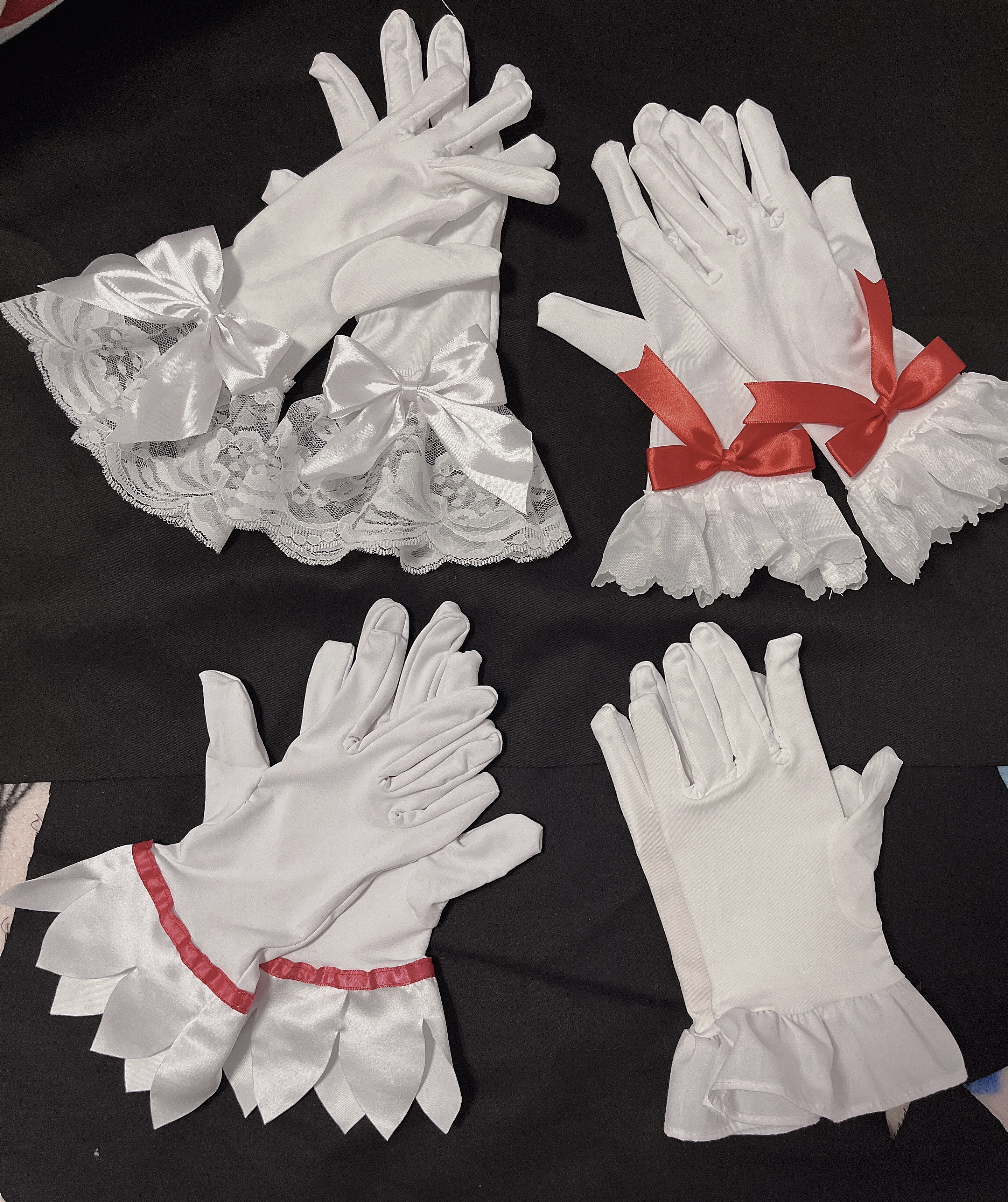 蕾丝花边蝴蝶结花瓣边手套cos魔法少女小樱小圆晓美焰多用弹力好