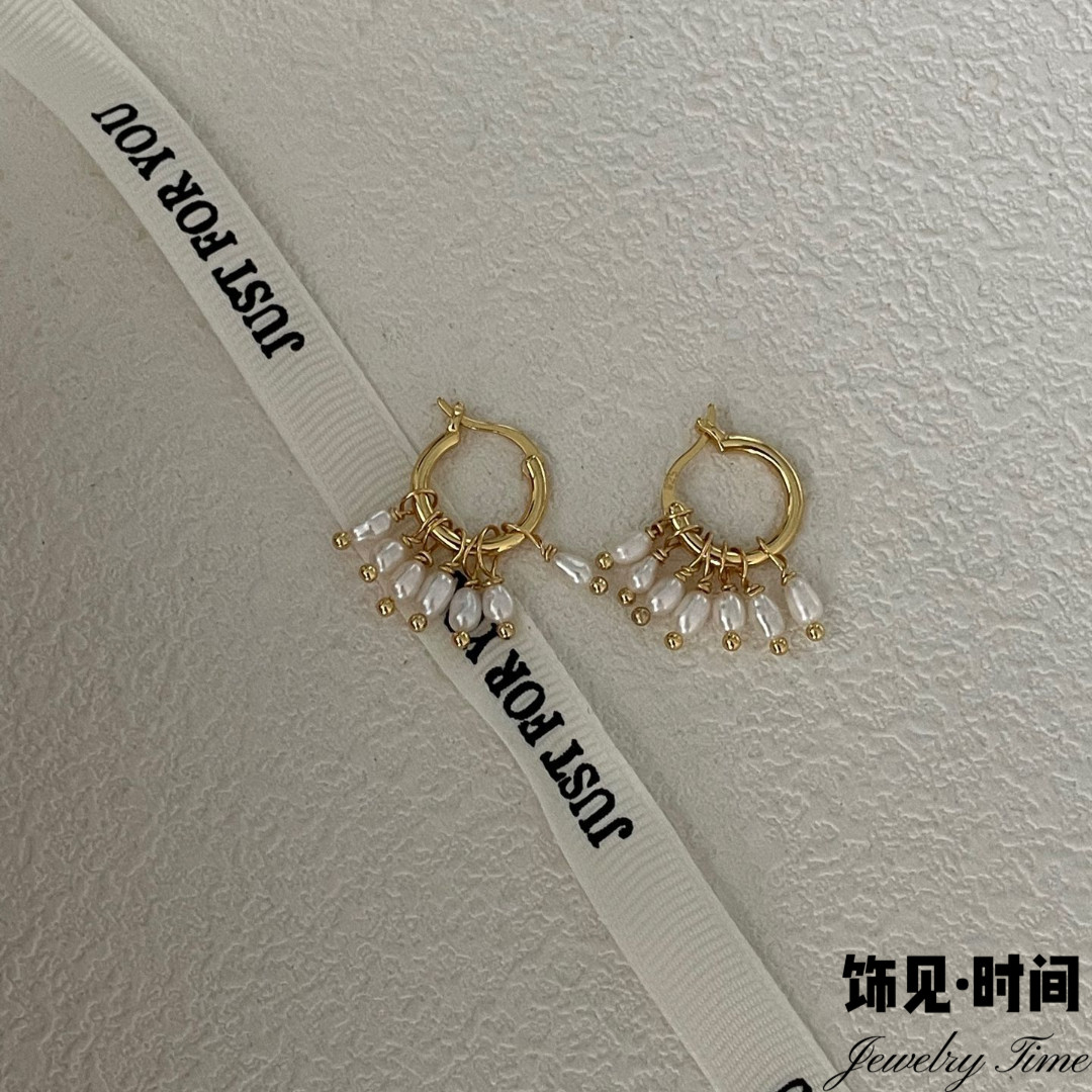 小众花苞天然珍珠吊坠耳环气质高耳环