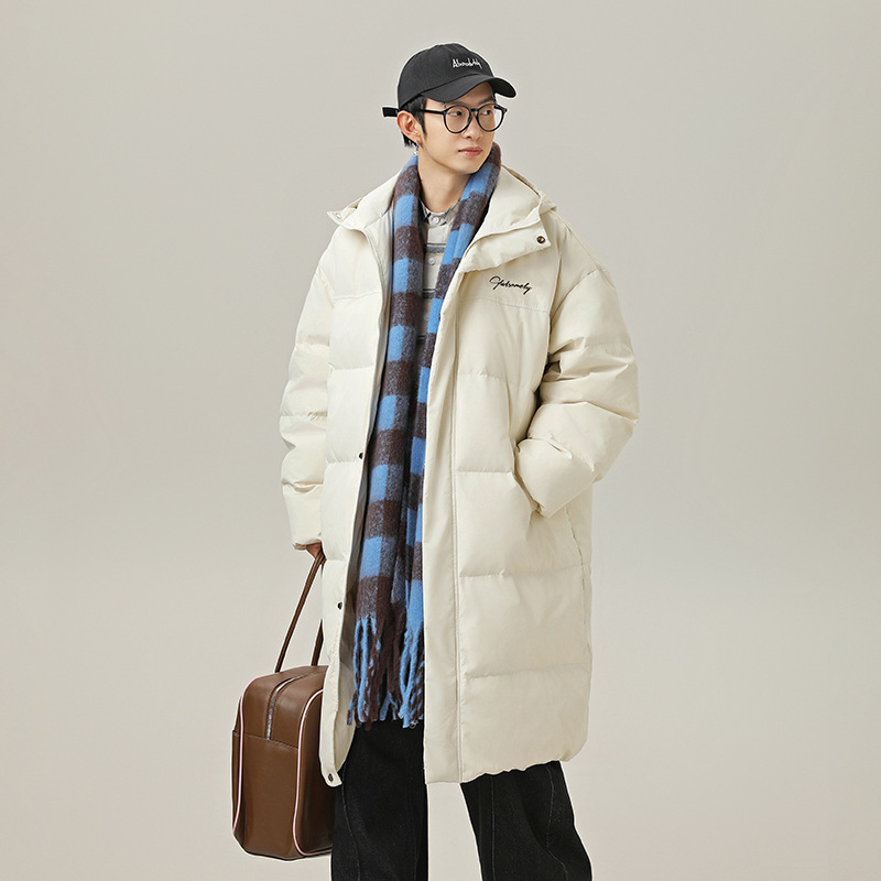 重磅中长款防泼水棉服外套男
