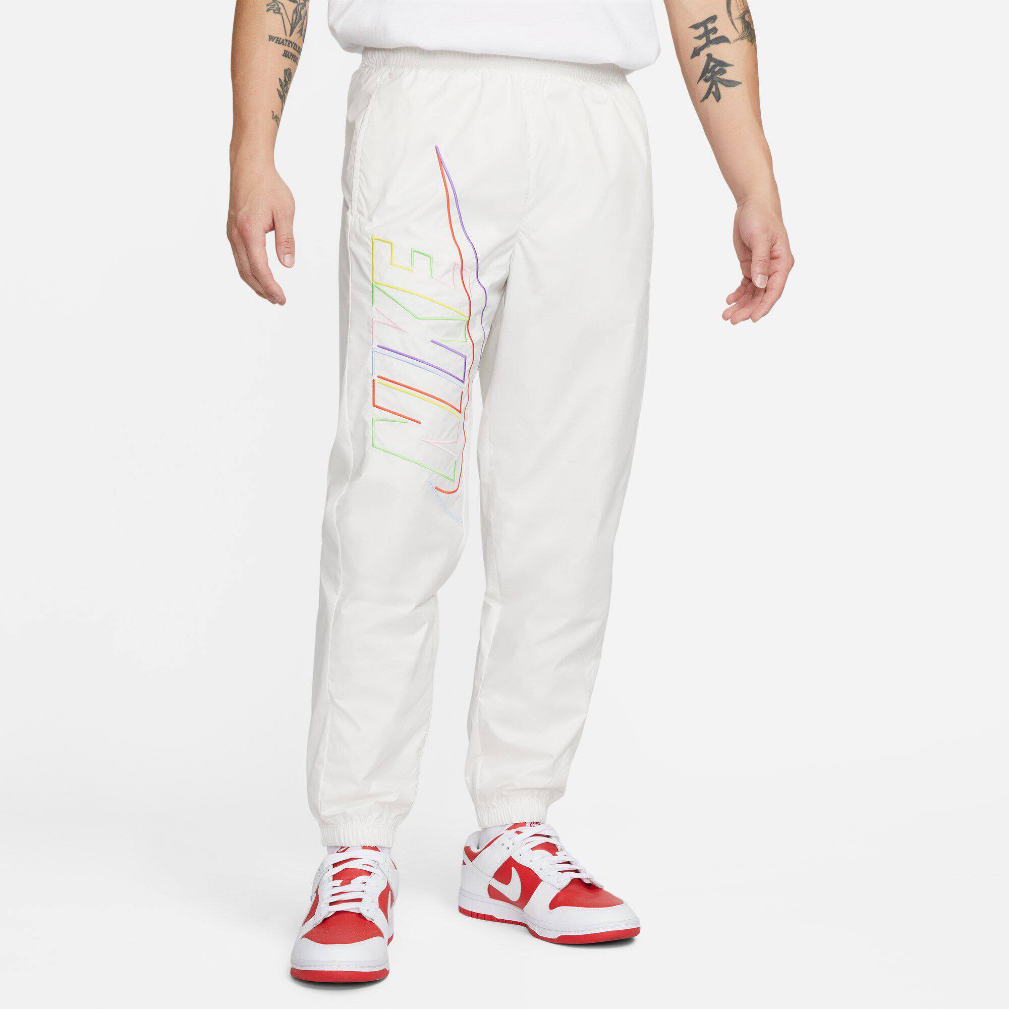 耐克夏季新款白色速干长裤束脚男裤内衬运动裤小脚透气户外休闲裤