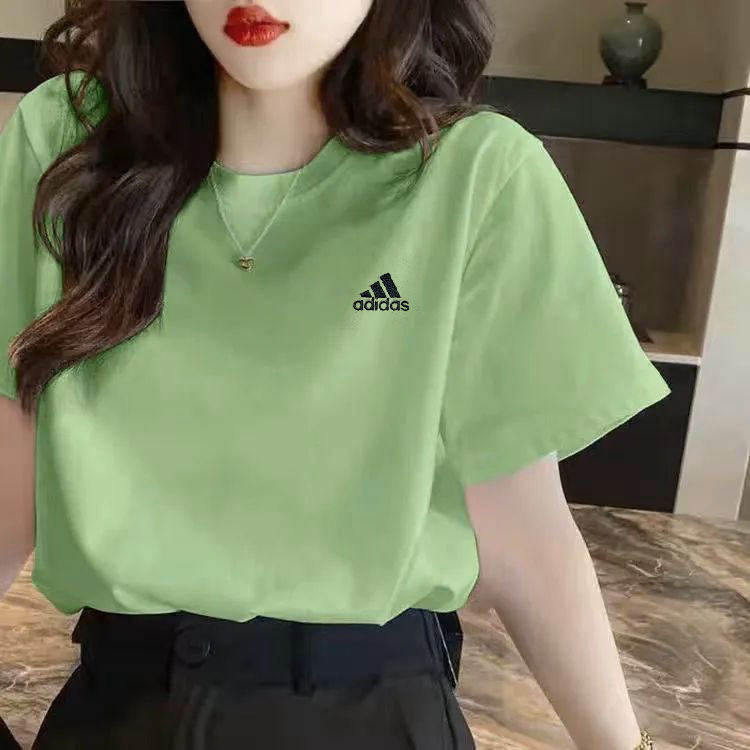 阿迪达斯绿色T恤女夏季新