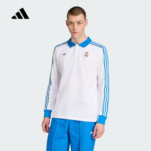 adidas阿迪达斯秋新款男皇家马德里足球休闲文化长袖POLO衫JN3065