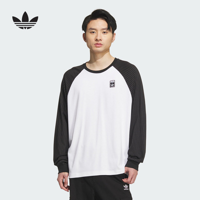 adidas阿迪达斯秋新款三叶草棉质印花男子运动休闲长袖T恤 KD1854