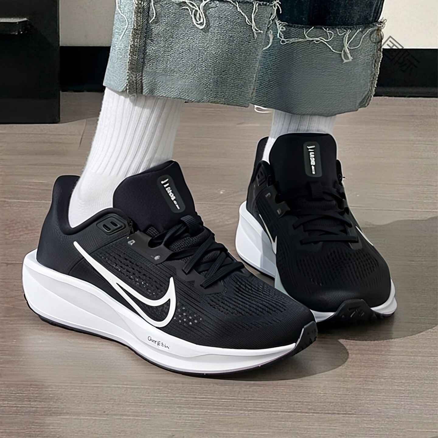 Nike耐克鞋子正品黑色跑步鞋厚底运动鞋新款网面鞋健身女鞋FD6034