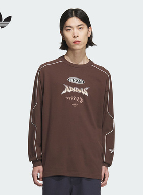 adidas阿迪达斯情侣机车服套头衫2025春三叶草赛车长袖T恤 JM8038