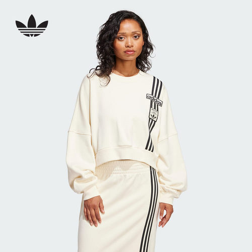 adidas阿迪达斯正品春季新款女子圆领卫衣运动休闲套头衫 JD0084