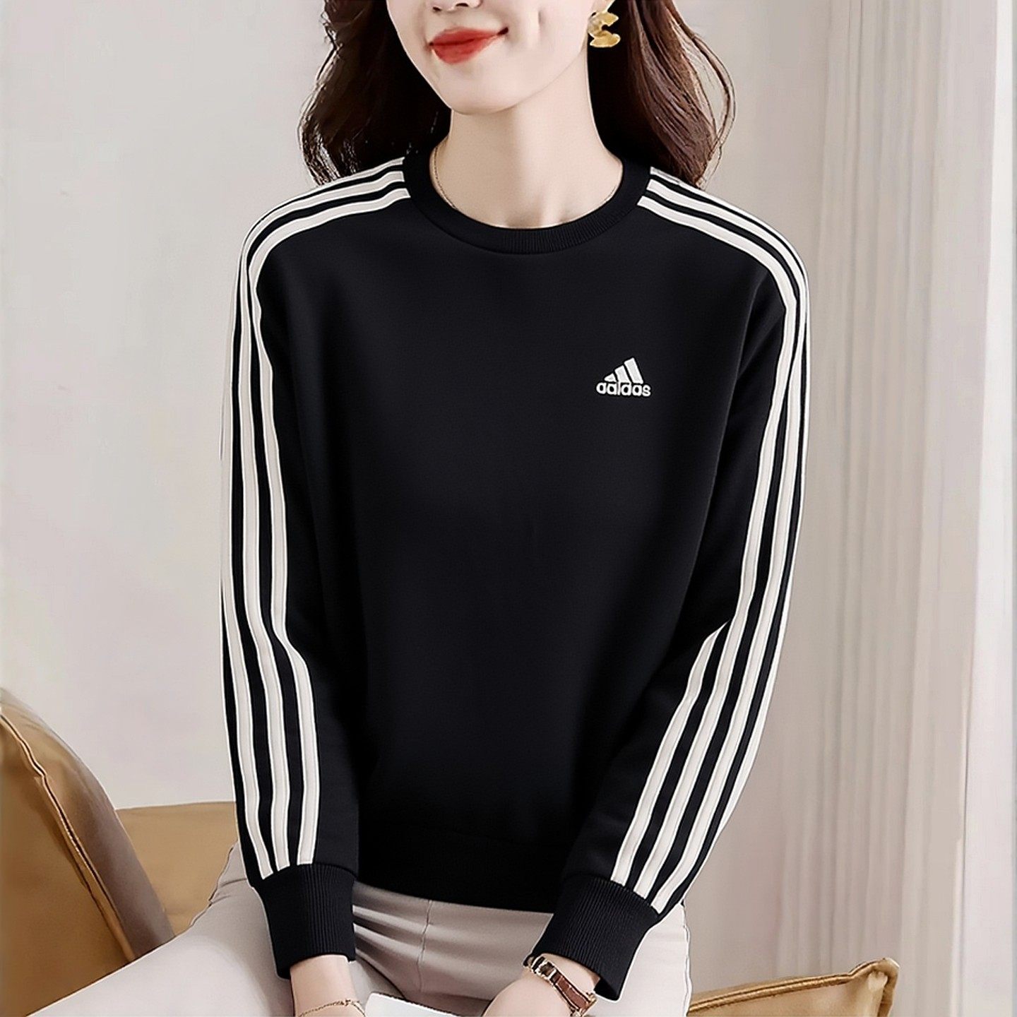 阿迪达斯加绒卫衣女冬季新款美式复古上衣外套圆领打底保暖运动服,运动服/休闲服装,运动卫衣/套头衫,淘宝优惠券,粉丝福利购,淘宝优惠卷