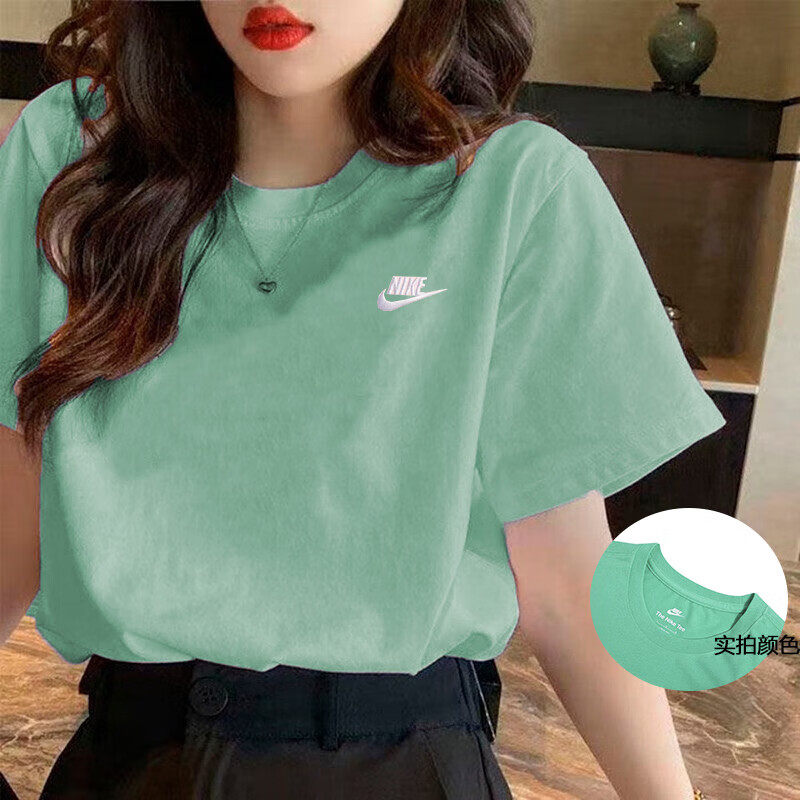 Nike耐克短袖T恤衫女夏新款情侣装运动服薄荷绿透气宽松休闲上衣