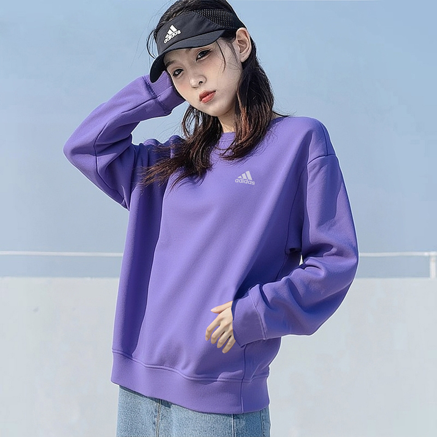 阿迪达斯紫色卫衣女冬季