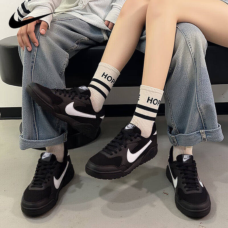 NIKE耐克男鞋女鞋冬季新款情侣低帮时尚板鞋舒适轻便黑色休闲鞋