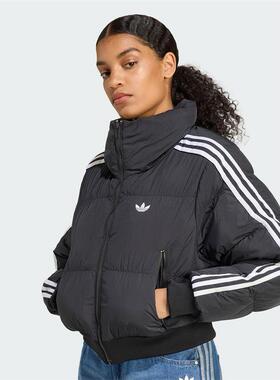 adidas阿迪达斯冬季三叶草保暖短款运动宽松女棉服面包服 JX2970