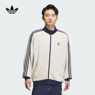 adidas阿迪达斯三叶草华夫格立领夹克25秋男双拉链针织外套KC2618