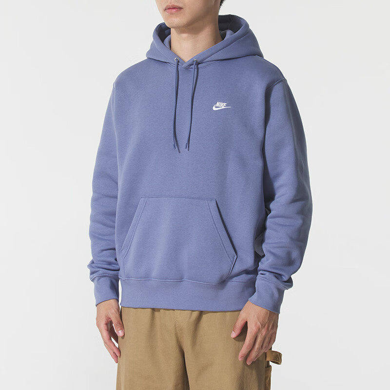 Nike耐克蓝色卫衣男子连帽外套防风休闲美式保暖套头衫运动服上衣