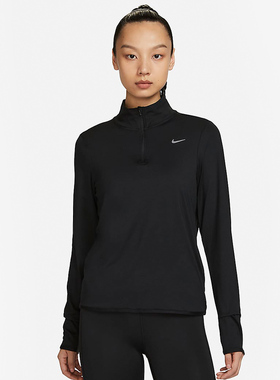 耐克女子新款反光修身1/4 拉链防晒速干跑步运动长袖上衣FB4317