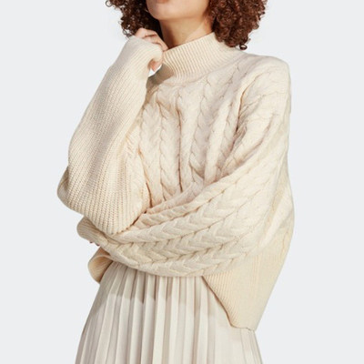 阿迪达斯三叶草女装正品夏新款保暖防风针织上衣小高领毛衣IC5221