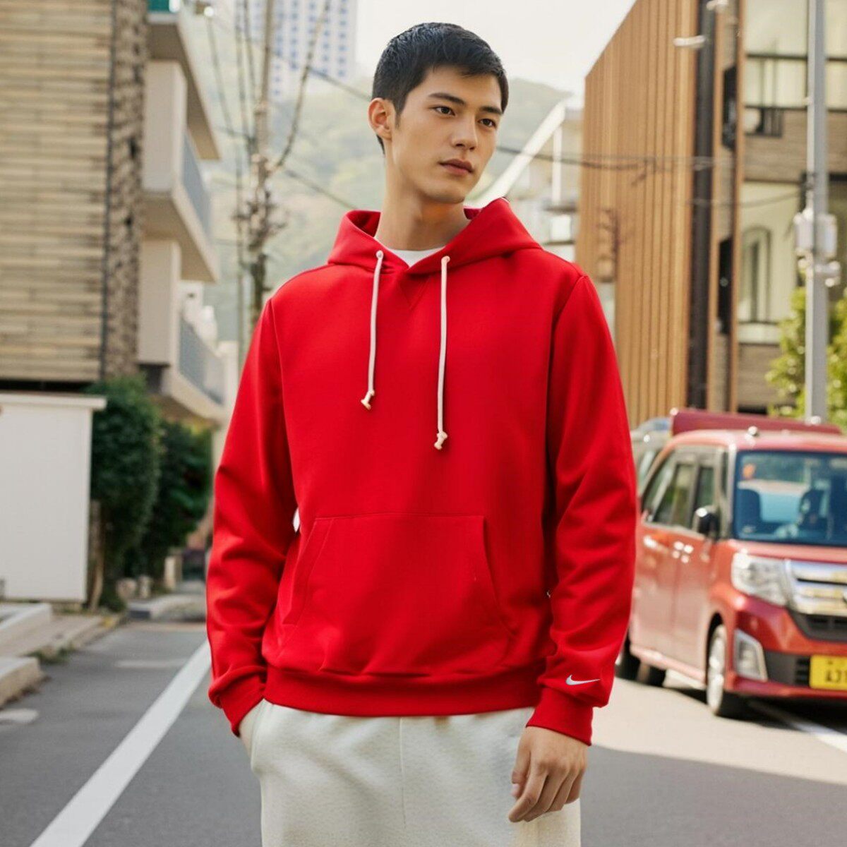 Nike耐克本命年红色卫衣男正品春季新款针织棉连帽衫防风运动外套