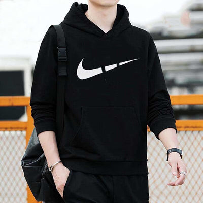 Nike耐克黑色连帽卫衣男装宽松秋季新款长袖休闲运动套头衫CZ2426