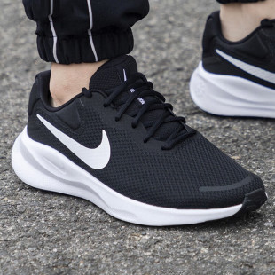 耐克男款跑鞋2024新款轻便网面透气运动鞋 白勾缓震防滑橡胶底跑