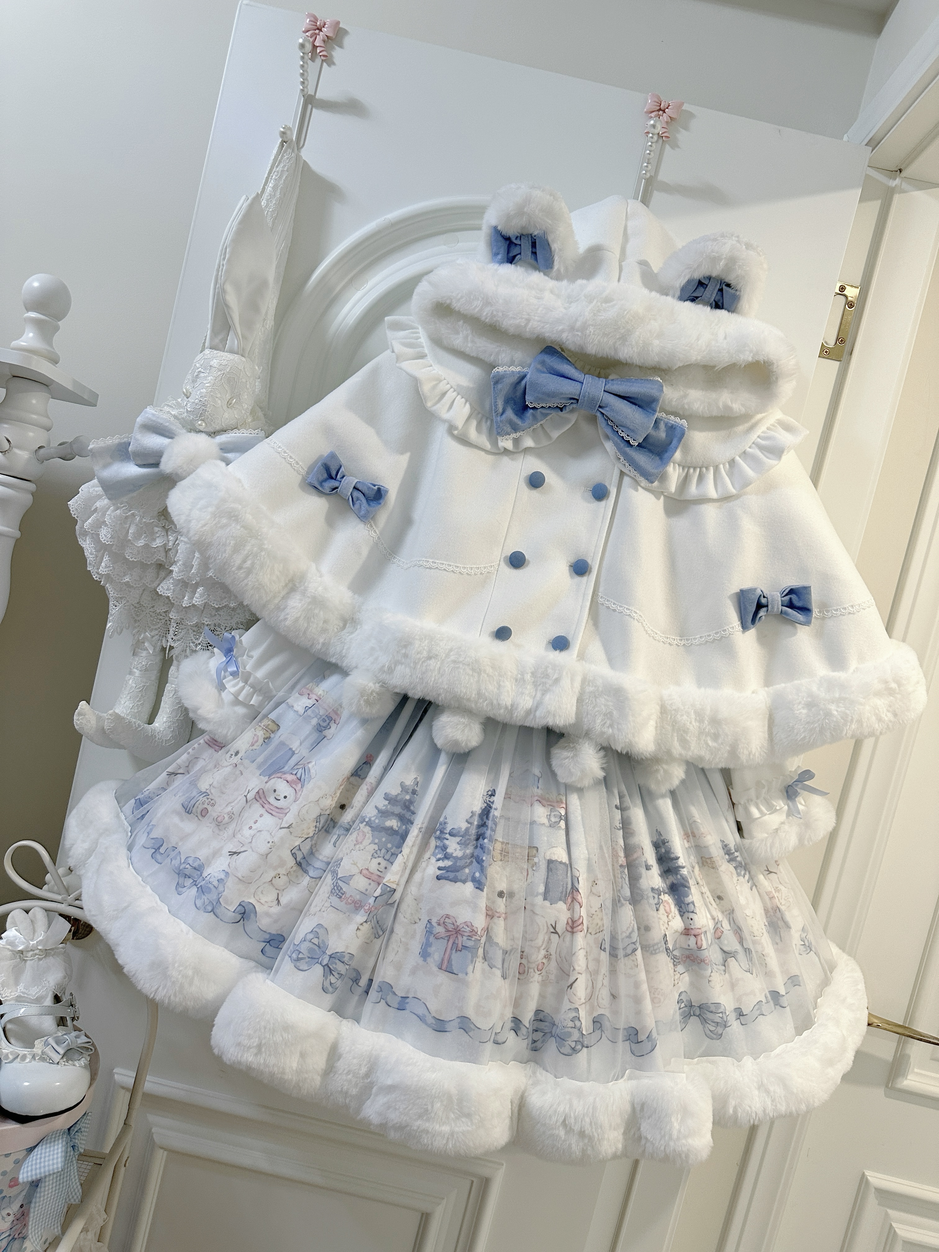 【冬日绵绵熊】原创lolita洛丽塔jsk连衣裙斗篷lo裙秋冬