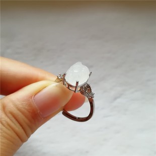 收藏天然南阳独山玉貔貅戒指925戒面和田翡翠紫云母琥珀珠宝秒杀