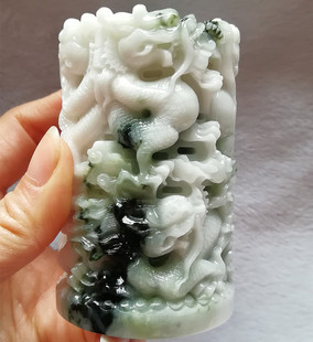 收藏玉玺独山玉盘龙印章摆件书房独玉九龙章姓名章藏书章私章附证