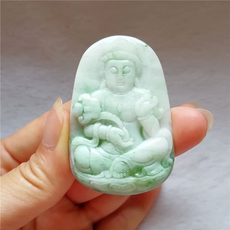 收藏天然独山玉观音吊坠玉佩玉石玉坠项链南阳玉独玉菩萨挂件送证