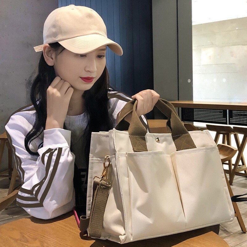 韩国妈咪包多隔层母婴外出轻便手提单肩包大容量帆布多功能妈妈包