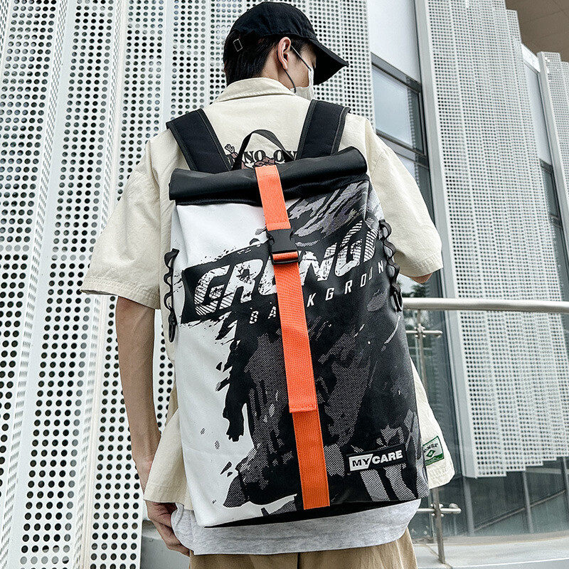 背包男士高级感韩版潮流户外旅行休闲运动双肩包个性小众学生书包