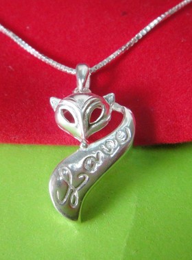 纯银小狐狸吊坠锁骨链银项链