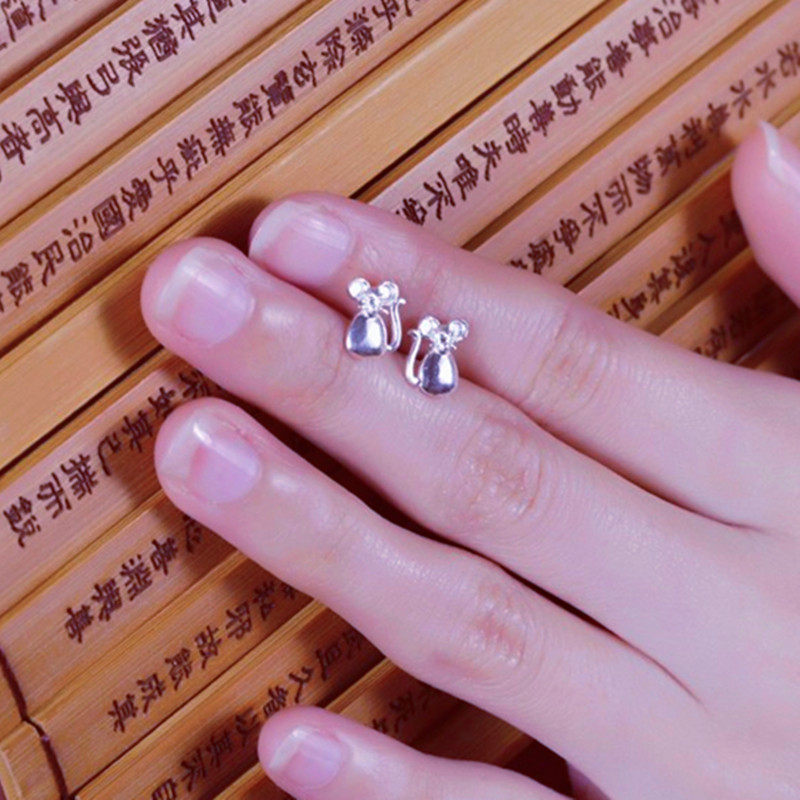 小老鼠足银本命年生肖饰品耳钉