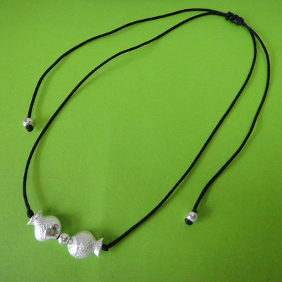 990足银项链幸运亲吻鱼包邮