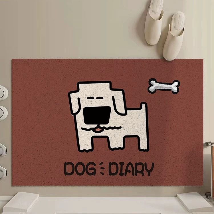 可爱线条小狗丝圈地垫家用pvc防滑入户门地垫可裁剪耐磨除尘脚垫