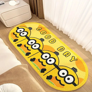 小黄人仿羊绒床边毯客厅卧室儿童长条地毯房间加厚隔凉地垫卡通