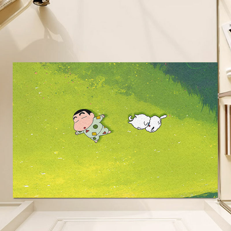 PoPo连盏蜡笔小新入户门地垫家用丝圈可裁剪防滑蹭灰卡通创意脚垫,居家布艺,入户地垫,淘宝优惠券,粉丝福利购,淘宝优惠卷