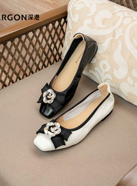 深港专柜2025秋季新款时尚方头浅口平底舒适女士单鞋子W020C89449