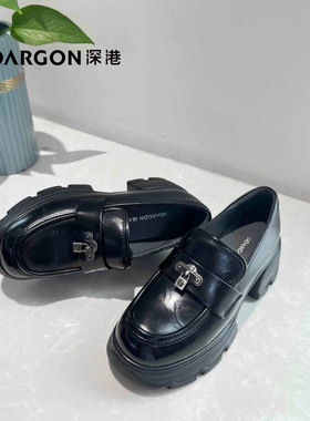 深港专柜2024秋季新款圆头厚底粗高跟休闲女乐福鞋H1330Q89229