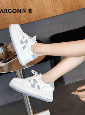 深港专柜2025秋冬新品系带平底舒适休闲百搭女小白鞋W1212Q89659