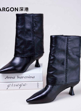 深港专柜2025冬季新品时尚气质尖头细高跟女士短靴子W1262X89771