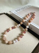 原创设计 冬日杏子红 温柔系油画感天然纹理晶石混搭巴洛克项链