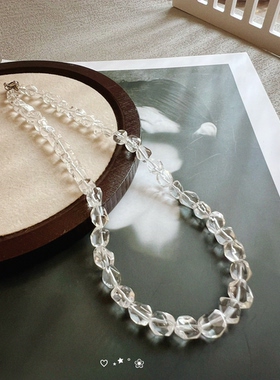 天然白水晶简约闪透短项链