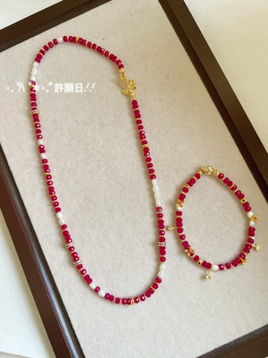 原创倾城国风红宝平替项链手链