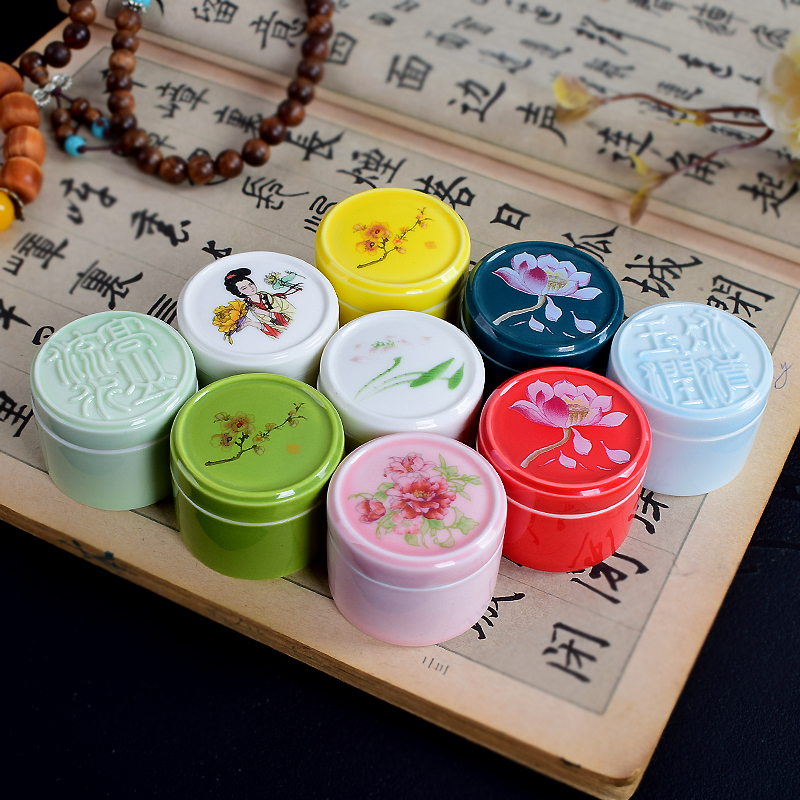 香膏面霜分装红色胭脂小瓷瓶