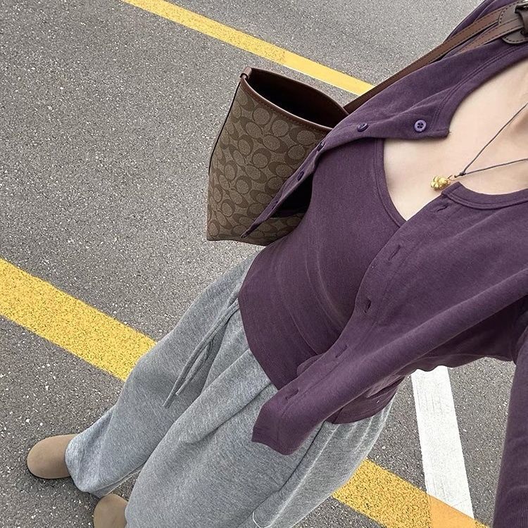 纯欲紫色性感套装女气质休闲百搭开衫外套叠穿夏季吊带背心两件套
