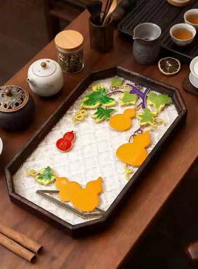 景泰蓝免掐丝珐琅茶盘DIY礼盒
