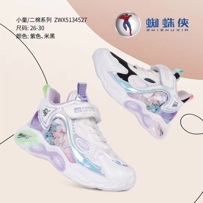 蜘蛛侠秋冬新款女童鞋子儿童皮面运动鞋