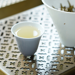 青塘山房灰蓝玉兰杯中式高温瓷品杯品茗杯茶杯