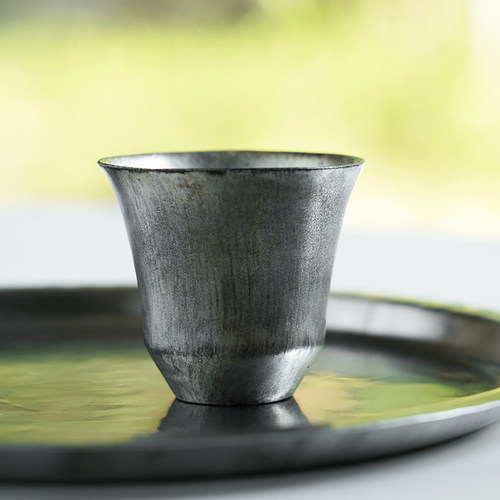 安藤雅信银釉品杯品茗杯茶杯日本陶艺家