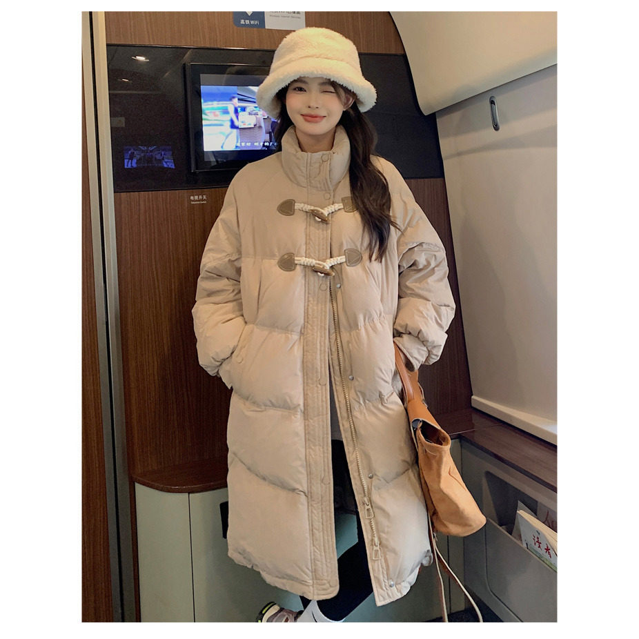 2025新款奶香牛角包牛角扣长短款羽绒棉服女冬小个子面包服女外套
