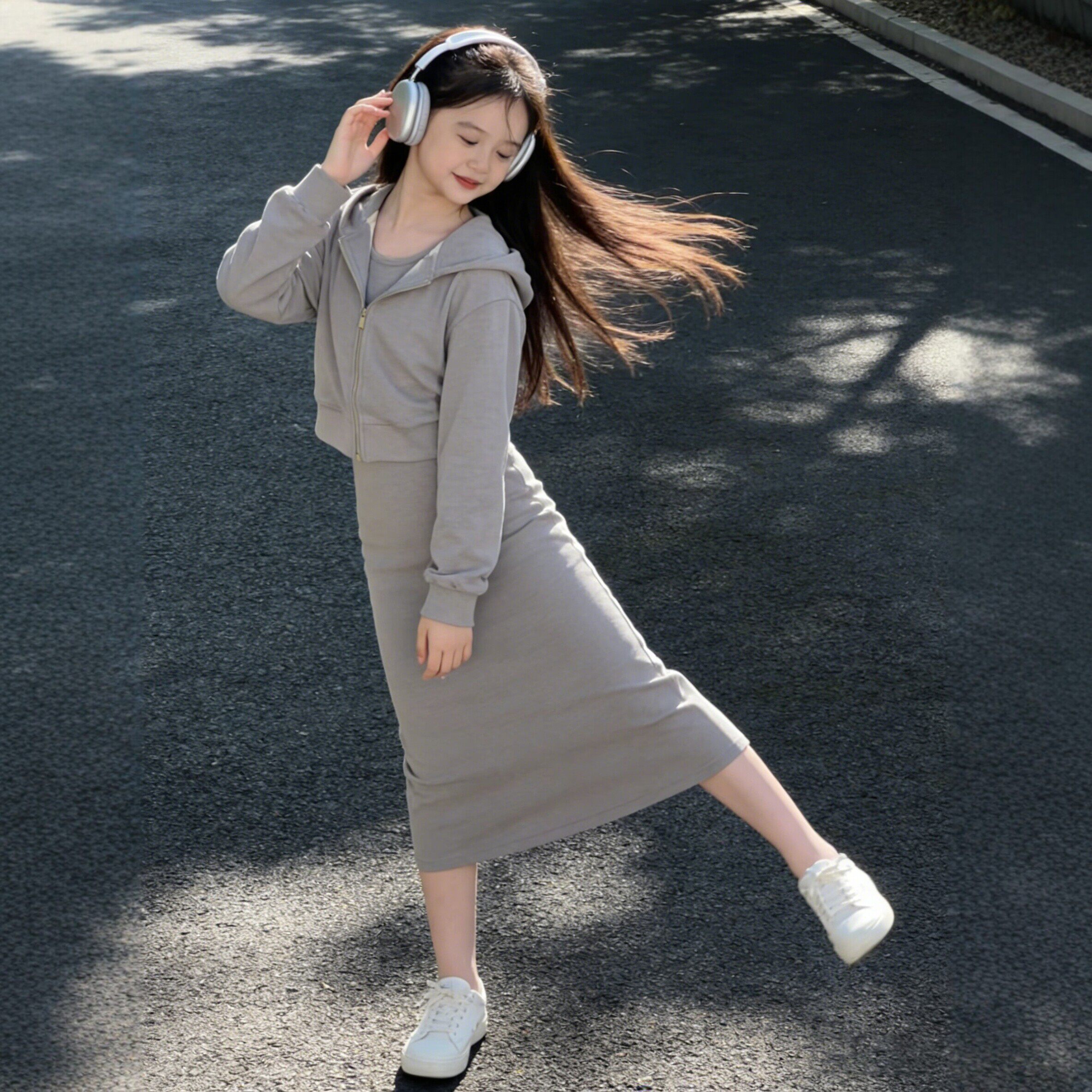 女童2026新款春装韩系连帽卫衣半身裙两件套装儿童夏季休闲套装裙